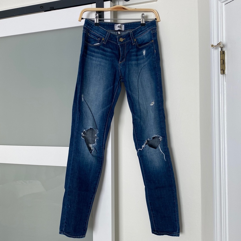 Paige Verdugo Skinny Destroyed Mid Rise Jeans 26